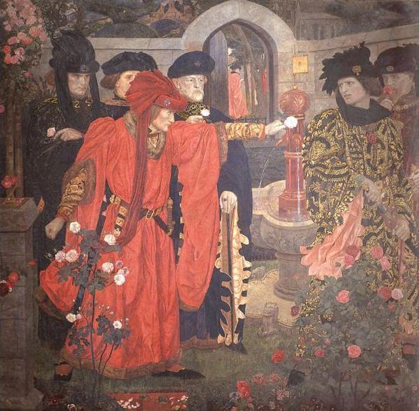 Henry Arthur Payne Plucking the Red and White Roses in the Old Temple Gardens